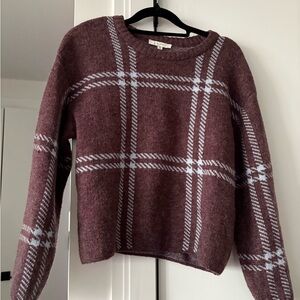 Z Supply Plaid Sweater in Burgundy and White